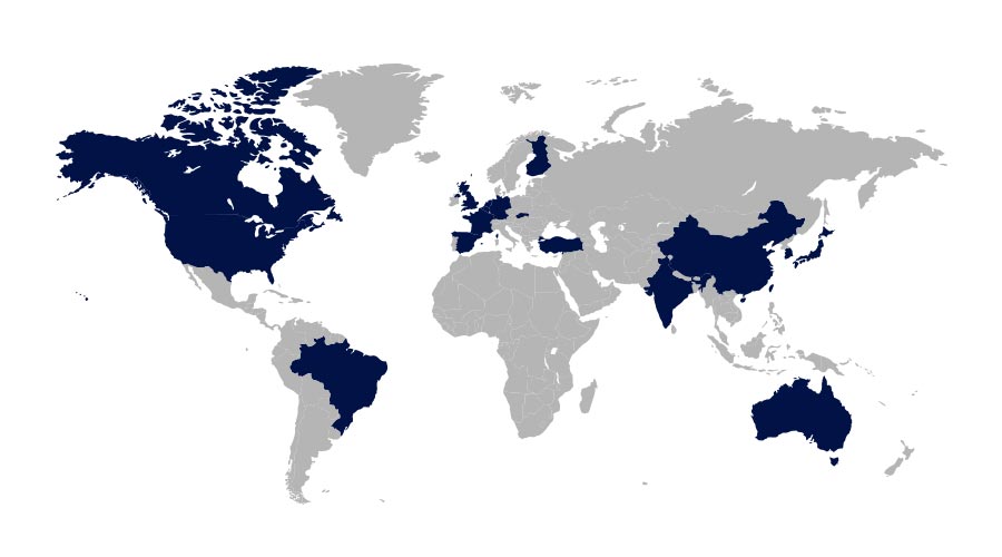 Worldmap of active simulators